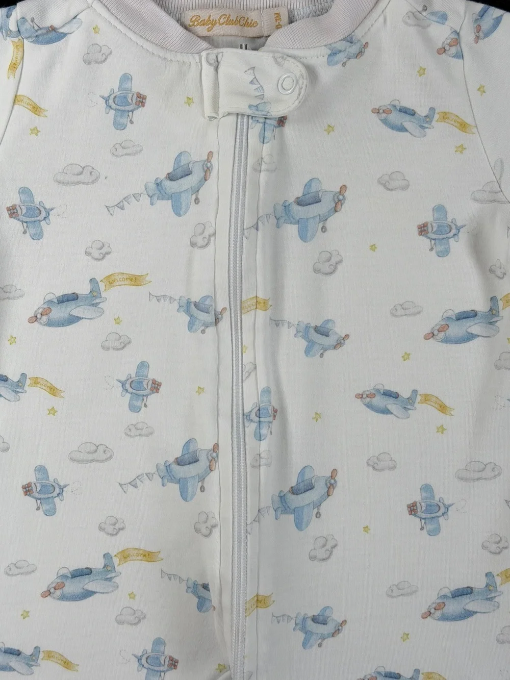 BABY CLUB CHIC Pima Zippered Sky Adventure Footie - 0-3M